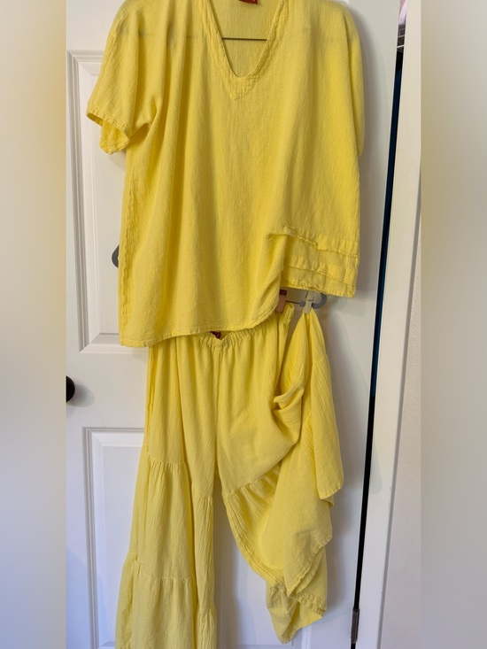 Oh My Gauze! Pants - Oh My Gauze! Bright Yellow Lightweight Two-Piece Pantsuit